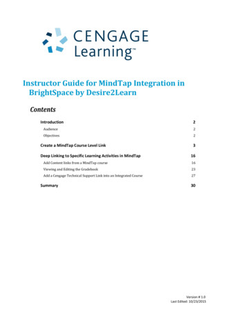 Instructor Guide For MindTap Integration In BrightSpace By Desire2Learn