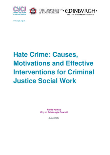 Hate Crime: Causes, Motivations And Effective Interventions For .