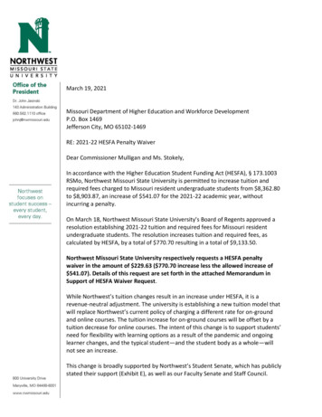 Northwest Missouri State University Respectively Requests A HESFA .