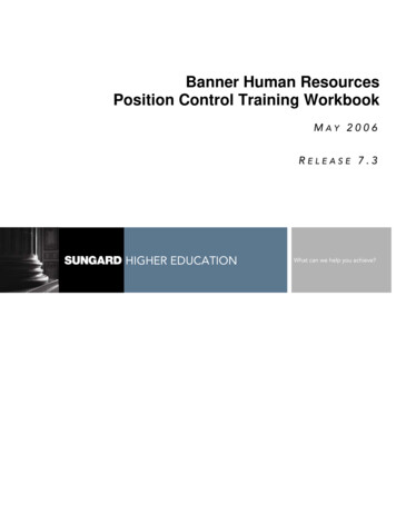 Banner Human Resources Position Control Training Workbook