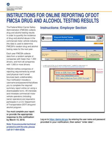 Instructions For Online Reporting Of DOT FMCSA Drug And Alcohol Testing .