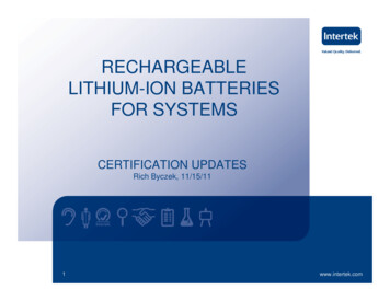 RECHARGEABLE LITHIUM-ION BATTERIES FOR SYSTEMS - Intertek