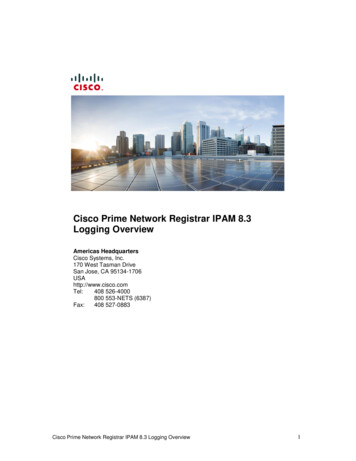 Cisco Prime Network Registrar IPAM 8.3 Logging Overview