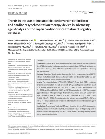 Trends In The Use Of Implantable Cardioverter‐defibrillator And Cardiac .