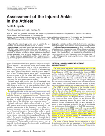 Assessment Of The Injured Ankle In The Athlete