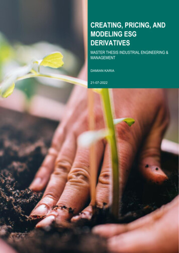 Creating, Pricing, And Modeling Esg Derivatives