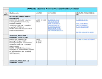 LARAEC ESL, Citizenship, Workforce Preparation Pilot Documentation
