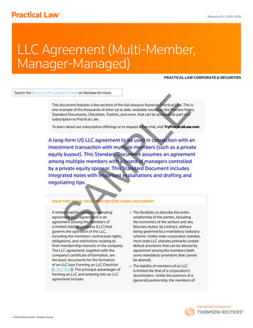 LLC Agreement (Multi-Member, Manager-Managed)