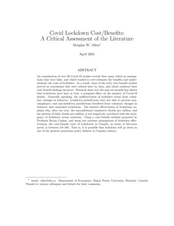 Covid Lockdown Cost/Bene Ts: A Critical Assessment Of The Literature