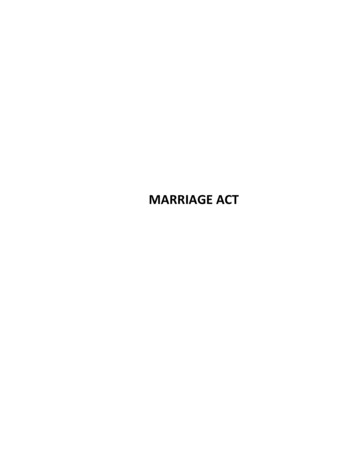 Marriage Act - Government Of Prince Edward Island