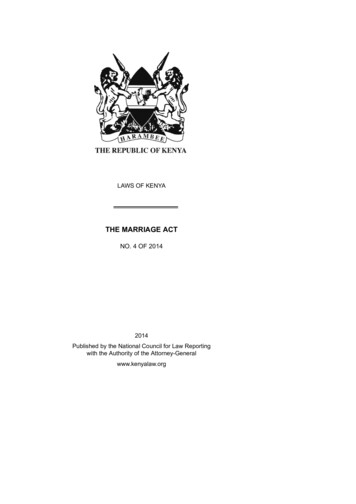THE MARRIAGE ACT - Kenya Law Reports
