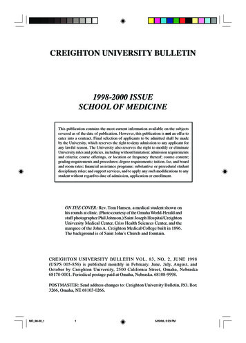 Creighton University Bulletin 1998-2000 Issue School Of Medicine