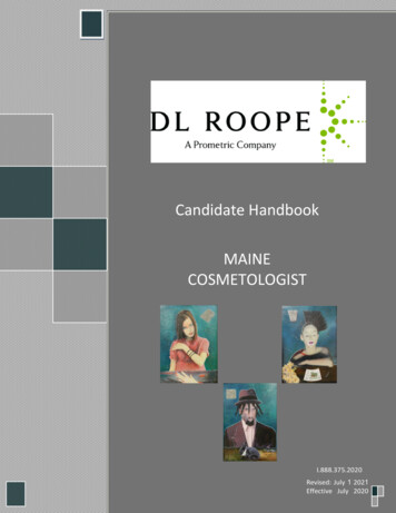 Candidate Handbook MAINE COSMETOLOGIST - DL Roope