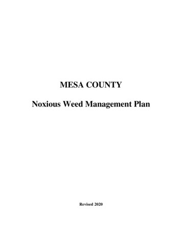 MESA COUNTY Noxious Weed Management Plan