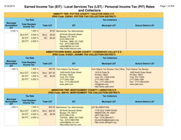 TN3915 - Pennsylvania Statewide Report - Earned Income Tax (EIT .