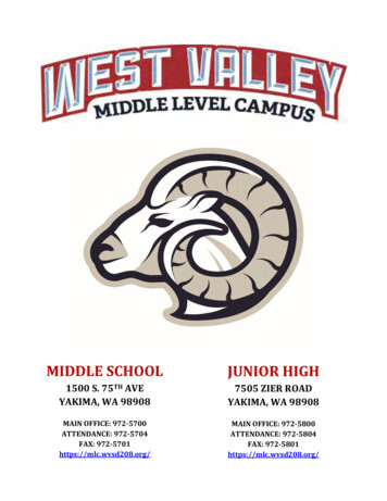 MIDDLE SCHOOL JUNIOR HIGH - West Valley Middle Level Campus