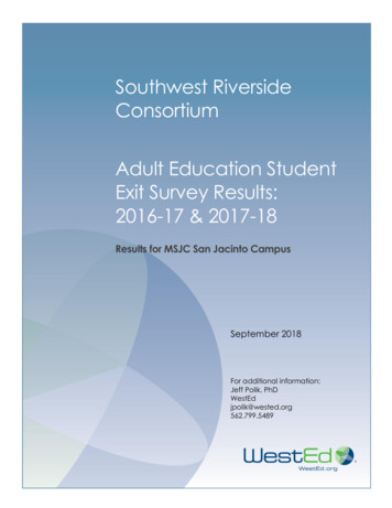 Southwest Riverside Consortium Adult Education Student Exit Survey .
