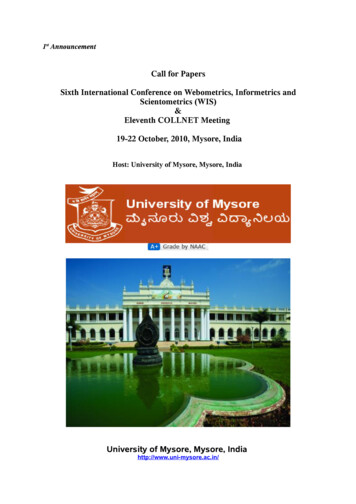 Call For Papers Sixth International Conference On Webometrics . - COLLNET