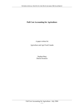 Full Cost Accounting For Agriculture - Iisd 