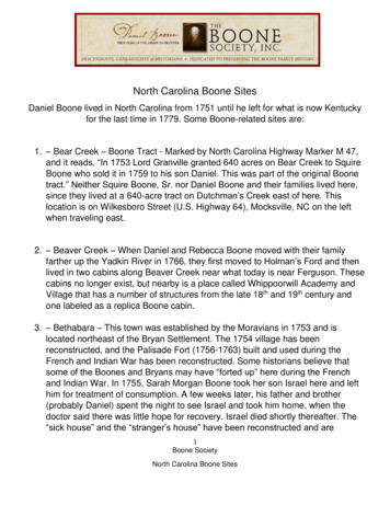 North Carolina Boone Sites - Boone Society