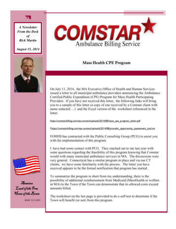 Mass Health CPE Program - Comstar Ambulance Billing Service
