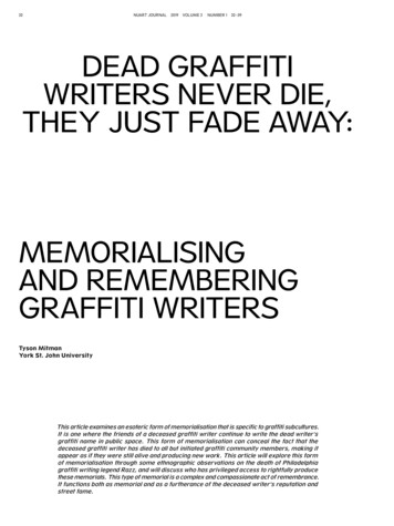 DEAD GRAFFITI WRITERS NEVER DIE, THEY JUST FADE AWAY - Nuart Journal