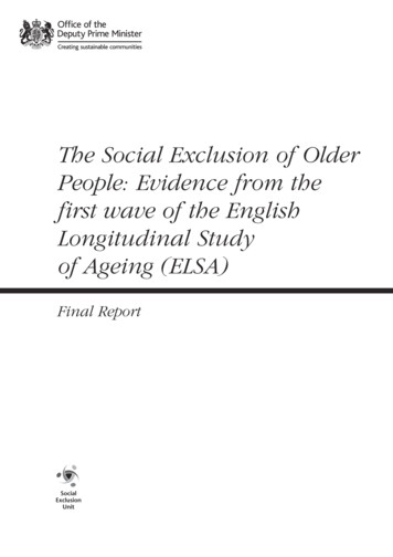 The Social Exclusion Of Older People: Evidence From The First Wave Of .