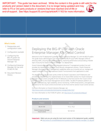 Deploying The BIG-IP LTM With Oracle Enterprise Manager 12c Cloud . - F5