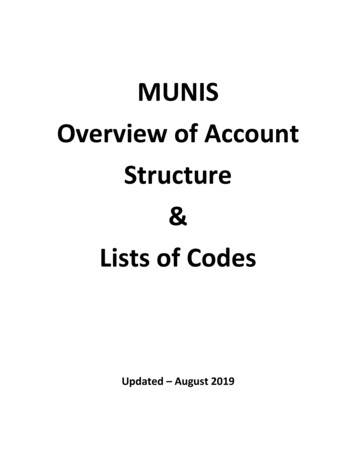MUNIS Overview Of Account Structure Lists Of Codes
