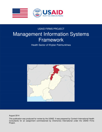 USAID FIRMS PROJECT Management Information Systems Framework