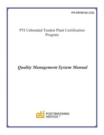 PTI Unbonded Tendon Plant Certification Program