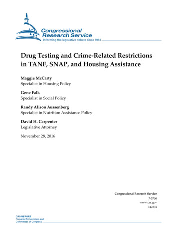 Drug Testing And Crime-Related Restrictions In TANF, SNAP, And Housing .