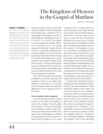 The Kingdom Of Heaven In The Gospel Of Matthew