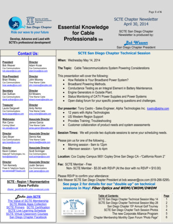 SCTE Chapter Newsletter April 30, 2014 Essential Knowledge For Cable .