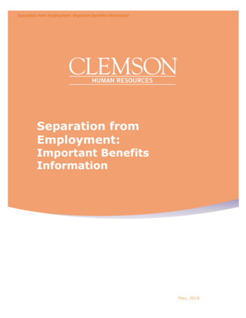 Separation From Employment - Clemson University, South Carolina