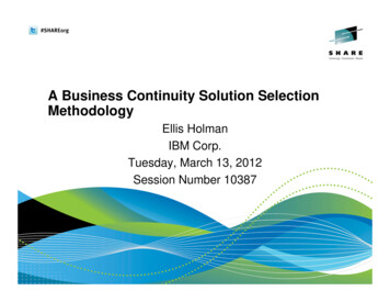 A Business Continuity Solution Selection Methodology