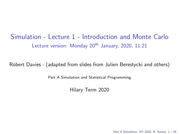 Simulation - Lecture 1 - Introduction And Monte Carlo
