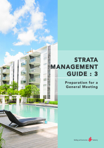 STRATA MANAGEMENT GUIDE : 3 - Building And Construction Authority