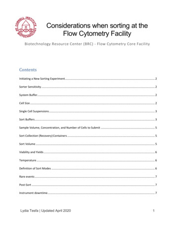 Considerations For Sorting Cells At The Flow Facility