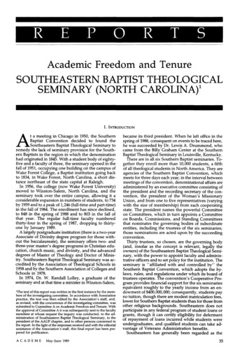 Academic Freedom And Tenure SOUTHEASTERN BAPTIST THEOLOGICAL SEMINARY .