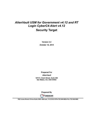 AlienVault USM For Government V4.12 And RT Login CyberC4:Alert V4.12 .