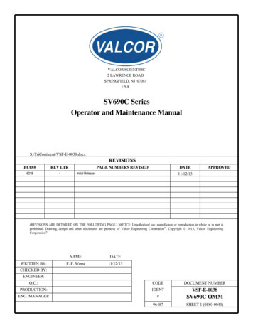 SV690 Operator And Maintenance Manual - Valcor Engineering