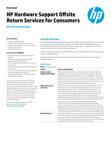 Data Sheet HP Hardware Support Offsite Return Services For Consumers