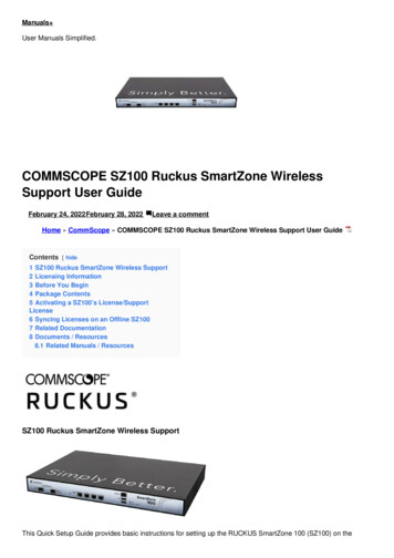 COMMSCOPE SZ100 Ruckus SmartZone Wireless Support User Guide - Manuals 