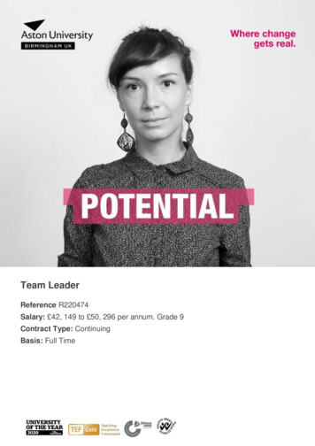 Team Leader - Jobs.aston.ac.uk
