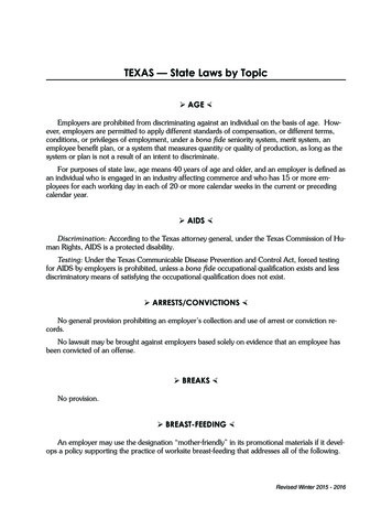 TEXAS — State Laws By Topic - Thehrspecialist 