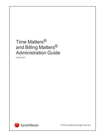 Time Matters And Billing Matters Administration Guide