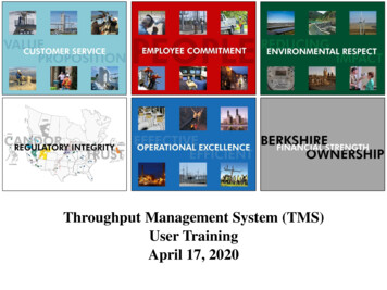 Throughput Management System (TMS) User Training April 17, 2020
