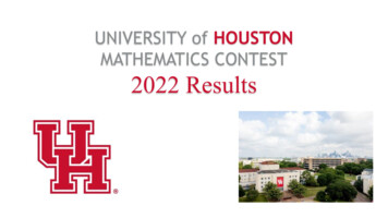 MATHEMATICS CONTEST 2022 Results - University Of Houston