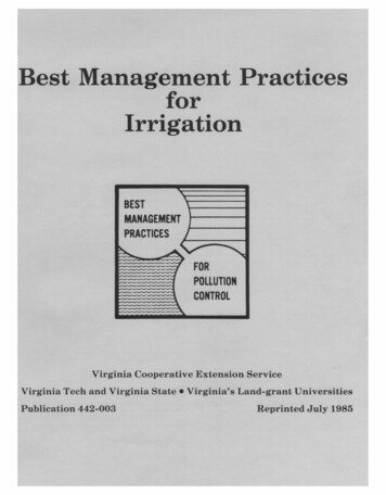 Best Management Practices For Irrigation - Virginia Tech